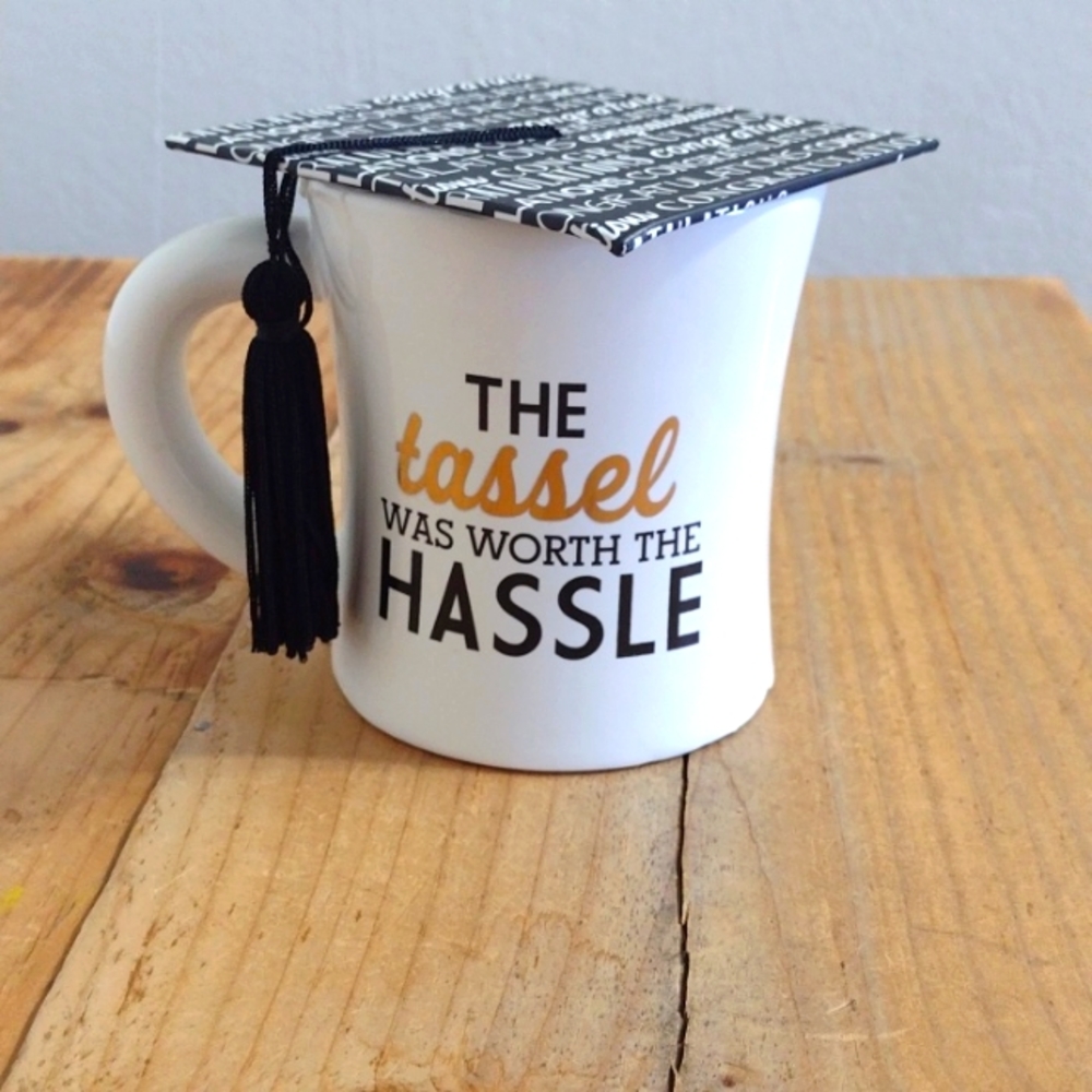Mud Pie Ceramic Graduation Graphic Large Congratulations Mug w Tassel NWT